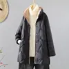 Otoño Invierno 2026 Nuevo Literario Algodón Plumón Ropa de Algodón para Mujer de Longitud Media Holgada Tallas Grandes Ligera Cálida Ropa de Algodón Chaqueta para Mujer