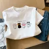 Camiseta Curta Estampada Solta Estilo Coreano para Mulheres Verão 2026 Gola Redonda Meia Manga Top Cross-Border Ins