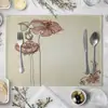 Jogo americano de mesa de jantar com estampa floral Tapete de mesa europeu Utensílios de cozinha Guardanapo de mesa ocidental Porta-copos LOGOTIPO