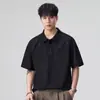 Camisa polo Xintang para hombre con doble bolsillo en el pecho, corte amplio casual americano, seersucker de 125g, camiseta de manga corta de marca