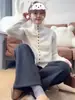 Cárdigan de punto fino de cuello alto con botones cuadrados pequeños de una fila para mujer en Otoño e Invierno Ropa de trabajo Camiseta básica de punto de manga larga con efecto adelgazante Top versátil