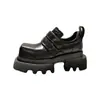 Mocasines de punta cuadrada con suela gruesa para mujer, nuevo estilo de verano con velcro, zapatos de cuero suave, zapatos de vestir JK estilo británico para mujer