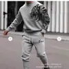 Conjunto de Moletom com Gola Redonda e Mangas Longas e Calça Jogger Casual Esportiva High Street Hip-Hop Americano Transfronteiriço Estampa Digital Masculino
