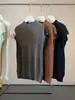 Colete de tricô sem mangas de gola semi-alta para outono, cor sólida, com pequenas mangas babado, corte solto, modelador, adequado para usar em camadas como top base