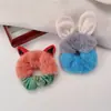 Goma para el pelo de felpa con bloqueo de color y orejas de conejo para otoño e invierno, elegante y versátil para niñas, linda cuerda elástica para el pelo