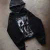 Estilo oscuro Y2K punk moda de calle gótico retro americano estilo europeo y americano sudadera con capucha holgada estampada