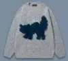 Invierno Retro Simple Felpa Suave Cera Patrón de Gato Tejido de Punto Nuevo para Mujer Cuello Redondo Cálido Prendas de Punto para Hombre y Mujer