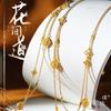 Puzuo Gold Shop Mesmo Estilo Areia Ouro Diamante Flor Caminho Pulseira Colar Moda Feminina Leve Luxo All-match Jóias para Namorada