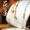 Puzuo Gold Shop Mesmo Estilo Areia Ouro Diamante Flor Caminho Pulseira Colar Moda Feminina Leve Luxo All-match Jóias para Namorada