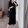 Vestido Tricotado Retrô Francês com Capuz para Mulheres Outono e Inverno 2025 Novo Estilo Pequeno Preguiçoso Solto Casual Vestido Suéter