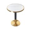 Mesa de Restaurante Ocidental de Luxo Leve com Tampo de Rocha Sinterizada, Aço Inoxidável, Acabamento Lateral em Liga de Alumínio Dourado, Adequada para Reuniões de Hotel e Uso Comercial