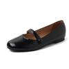 Zapatos Rojos Artísticos Super Encantadores Mary Jane de Piel Vacuna Primavera 2025 Planos de Cuero Genuino Punta Redonda Boca Baja Suela Suave para Mujer