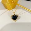 Collar de Amor con Gema Negra Simple Retro Estilo Coreano para Mujer, Versátil, Sensación de Alta Gama, Ajustable, Lujo Ligero, Elegante Cadena para Clavícula