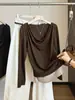 Estilo puramente seductor, camiseta de manga larga tipo dos piezas para mujer, nueva colección de principios de otoño, entallada en la cintura, adelgazante, capa interior, top estiloso