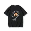 Camiseta de seda de leche con estampado de dibujos animados de gato y perro, corte holgado, nueva prenda casual de verano de manga corta para pareja, para hombres y mujeres