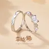 Anillos de Pareja Originales Gato de la Suerte Tichya Plata de Ley S925 Diseño de Nicho ins Versátiles para Hombres y Mujeres Anillos de Par Abribles