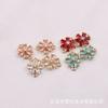 Accesorios de joyería DIY, colgante de anillo doble de seis flores, pendientes chapados en oro de cobre, pulsera, collar, materiales de producción al por mayor