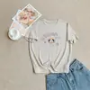 Camiseta de Manga Curta Duas Cores com Estampa de Cachorro Desenho Verão Leve e Fresca Lyocell Doce e Versátil Top Casual para Mulheres