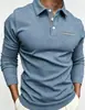 Comercio Exterior Transfronterizo Camisa Polo Lisa de Manga Larga para Hombre Estampado Digital Versátil Moda Ropa para Hombre