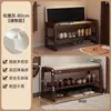 Banqueta para cambiar zapatos de madera maciza para uso doméstico, adecuada para entradas, apartamentos pequeños y se puede usar como zapatero con zapatero y banco integrados
