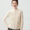 Conjunto de moda~Cárdigan de cachemira de cuello alto medio, nueva colección otoño/invierno 2026, top holgado y estilizado con bolsillos para mujer