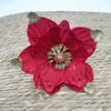 Flores de Natal em Pó de Novo Estilo nas Cores Vermelho, Dourado e Prata, Flores Artificiais para Decoração de Árvore de Natal, Adereços de Decoração para Festa de Natal