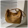 Bolsa de Mão de Lona da Moda Versátil com Estampa de Rede Vermelha de Internet Grande Capacidade Bolsa Diária Bolsa de Ombro Transversal Feminina