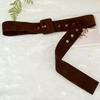 Suéter de Invierno Cubre Cintura Ancha Todo-partido para Mujer Abrigo Decorativo Terciopelo Suave de Piel de Ciervo Bolso con Hebilla Cuadrada Cinturón con Ojal de Aire