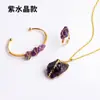 Collares de Joyería de Cristal Natural Transfronterizos, Anillos Envueltos en Alambre de Piedra Cruda de Cristal, Pulseras, Colgantes para Cadena de Suéter, Artículos Decorativos al por Mayor
