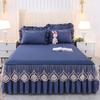 Falda de cama de encaje para comercio exterior transfronterizo colcha de cama de una sola pieza con volantes de color liso cubierta de cama de una sola capa lijada estilo princesa juego de tres piezas
