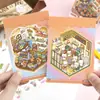 Pegatinas de colección de paisajismo de gestión de simulación, pegatinas de escena de casa en miniatura 3D, pegatinas para diario de manualidades infantiles
