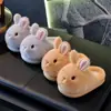 Pantuflas de Algodón para Niñas Lindas Bolas de Leche Conejito Pequeño Uso en Casa Invierno Felpa Suela Suave Cálidas Pantuflas para Bebés Padre-Hijo