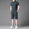 Traje de Ropa Deportiva para Correr con Sensación de Hielo 2025 para Hombre Verano Delgado Seda de Hielo Camisa con Solapa Traje Casual para Hombre Dropshipping