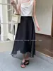 Xiu Xixi 2026 Nova Coleção Primavera Marca Branca Elegante Saia de Cintura Alta Estilo Francês Saia Longa para Mulheres 85405