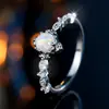 Anillo Femenino Rongxing Transfronterizo Retro de Encaje Ópalo Sintético Banda Segmentada con Incrustación de Piedra Accesorio Versátil para Regalar