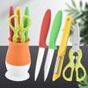 Juego de herramientas de cocina de cinco piezas directo de fábrica con asiento de almacenamiento, cuchillo para frutas, cepilladora de melones, tijeras auxiliares para alimentos, pelador, juego de 5 piezas