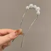 Elegante Pasador de la Dinastía Han Peine en Forma de U Artefacto para el Cabello Pasador con Cabeza de Bola Estilo Antiguo Adorno Fijo para el Cabello para Mujeres en la Parte Posterior de la Cabeza