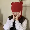 Outono e inverno novo pequeno monstro chapéu redondo orelha chapéu orelha de urso bonito de pelúcia velo chapéu quente proteção da orelha cabeçalho lei feng chapéu