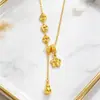 Collar de clavícula con baño de oro vietnamita de flor de ciruelo esmerilada para mujer, estilo de lujo ligero, collar con colgante de calabaza y moneda de imitación de oro, suministro directo