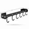 Estante de Almacenamiento para Cocina, Ganchos para Cocina, Barra con Ganchos Móviles, Barra Colgante sin Taladro, Soporte para Espátulas y Cucharas, Almacenamiento Montado en Pared