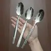 Cuchara de Comedor Acero Inoxidable para el Hogar Cuchara para Comer Cuchara Sopera Simple Espiga de Trigo Cuadrada Punta Afilada Vajilla de Hotel Cuchara