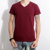 Nueva camiseta de manga corta para hombre Algodón Lycra color sólido ajustada coreana ajustada cuello redondo en V camisa interior para hombre verano mayoreo