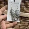 Pendientes de Pieza Bordada Vintage Bordados a Mano de Estilo Étnico de Moda, Colgantes de Oreja Pequeños Cortos con Borlas, Joyería de Plata Miao de Yunnan para Mujeres