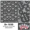 Redanco nuevas explosiones de relieve 5D blanco y negro mariposa concha ligera pegatinas para uñas estéreo pegatinas para uñas Dr-1033