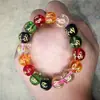 Pulsera de Ágata Negra Imitación Pulsera de Seis Caracteres Pulsera de Cuentas Budistas de Obsidiana de Colores Hilo de Cuentas Sueltas Adornos Wenwan