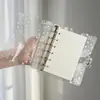 Caderno A7 Mini de PVC com Folhas Soltas Colorido Laser Diário PVC que Muda de Cor Binder com Botão de Pressão Transparente Capa de 6 Furos