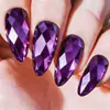 Rombos Multifacéticos Estéreo 3D Fantasma Metal Galvanizado Brillo Manicura Moda Europea y Americana Cabeza Redonda Almendra Morado Uñas Postizas