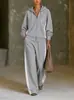 Colección de otoño e invierno 2026 para mujer, transfronteriza, europea y americana: Sudadera con capucha y cremallera de bloques de color y pantalones de pierna ancha, un conjunto informal y deportivo de dos piezas