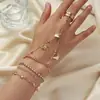 Joias Transfronteiriças Europeias e Americanas Pulseira de Dedo com Diamante Personalizada Corrente de Metal Borboleta Corrente de Dedo Corrente de Mão com Strass Feminina