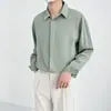 Camisa de Estilo Genial de Gama Alta Sensación de Caída Simple Camisa Atractiva de Plankton para Hombre Primavera y Otoño Gasa Holgada Estilo Coreano Manga Larga Moderna